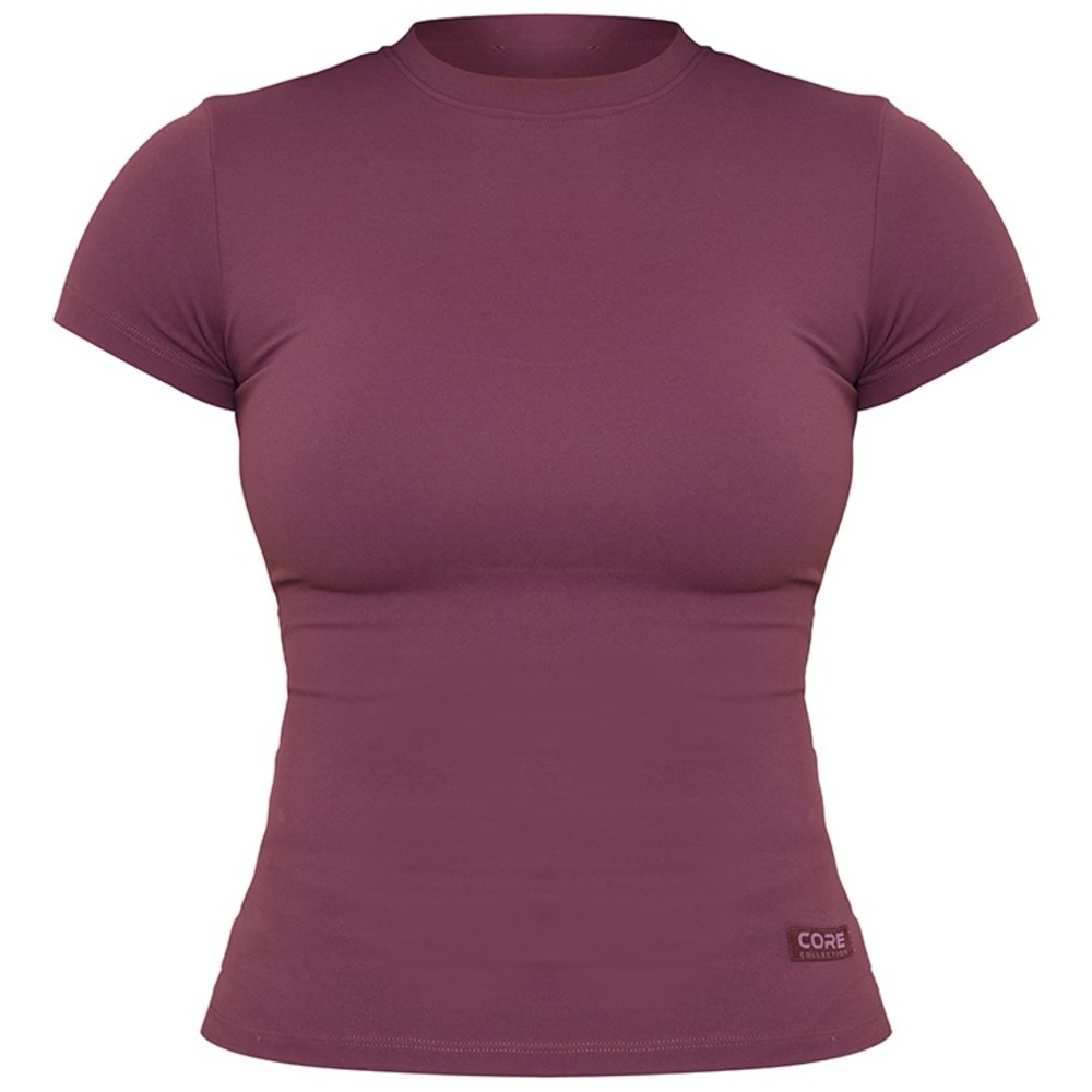 Pretty Little Thing NWT Eggplant Core Contour Sculpt Short Sleeve T Shirt Size 8